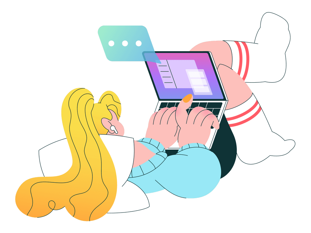 Woman searching for users for sports and party activities on HobiZo platform using a laptop